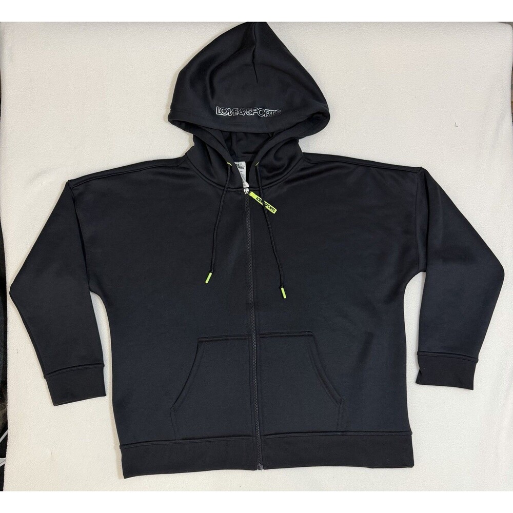 Love & Sports Full Zip Hoodie XXXL Black Athletic Zip Up Jacket